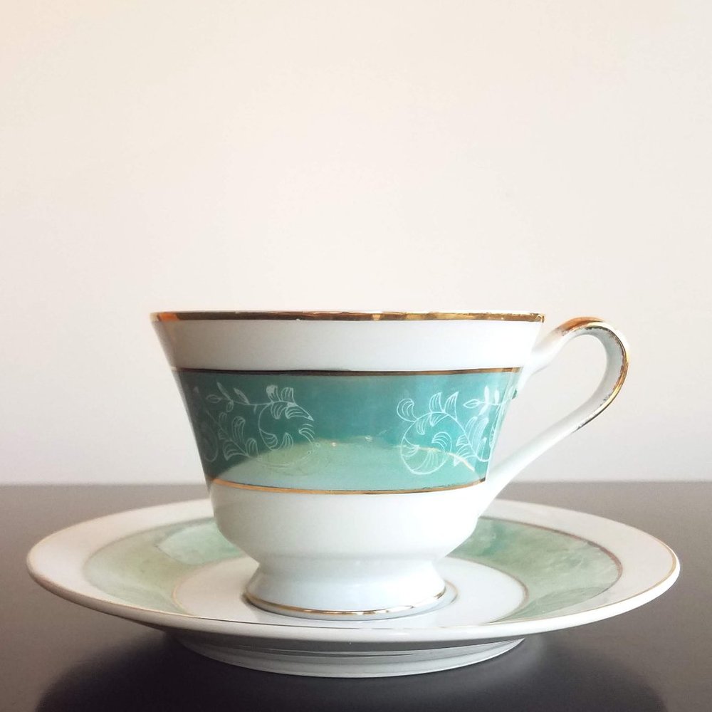 Vintage Norleans Footed Tea Cup + Saucer